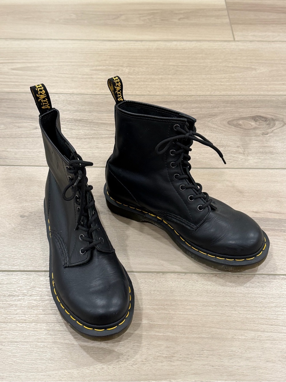 Dr. Martens Classic 1460 8-Eye Boots in Smooth Black Leather Women’s 10 Men’s 9